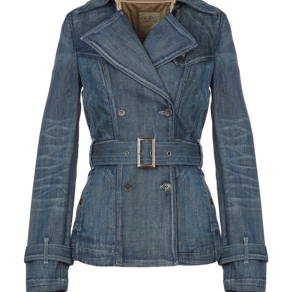 Guess Lined Denim Double Breasted Jacket